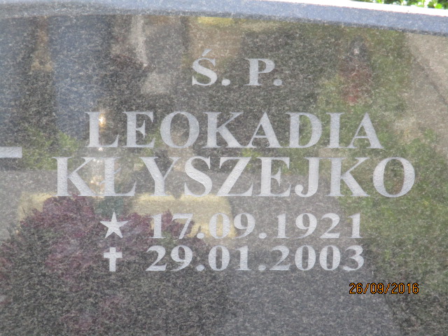 Leokadia KŁYSZEJKO 1921 Bolesławiec zakład gosp kom - Grobonet - Wyszukiwarka osób pochowanych